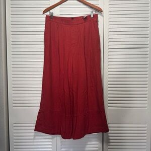 Banana Republic Linen Blend Burnt Orange Wide Ankle Elastic Waist Pants Size M